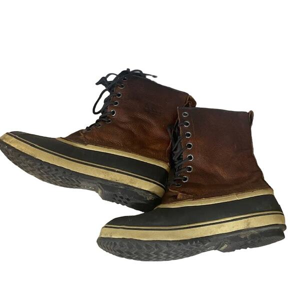 Sorel Brown Leather Lace Up Waterproof Winter Snow Rain Boots Men Sz 11 - Picture 2 of 15